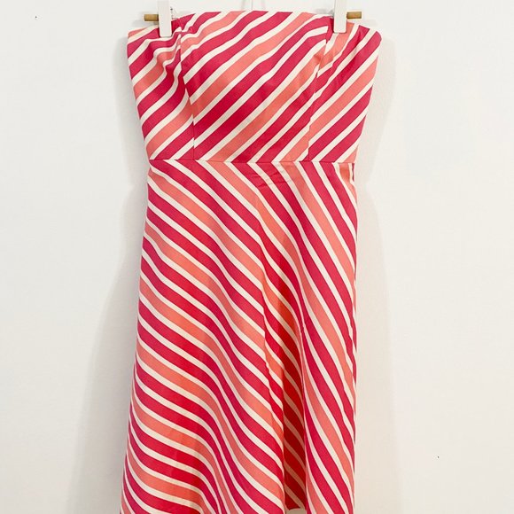 Ann Taylor Vintage Pink Peach Stripes Dress Size 2 - Picture 4 of 10